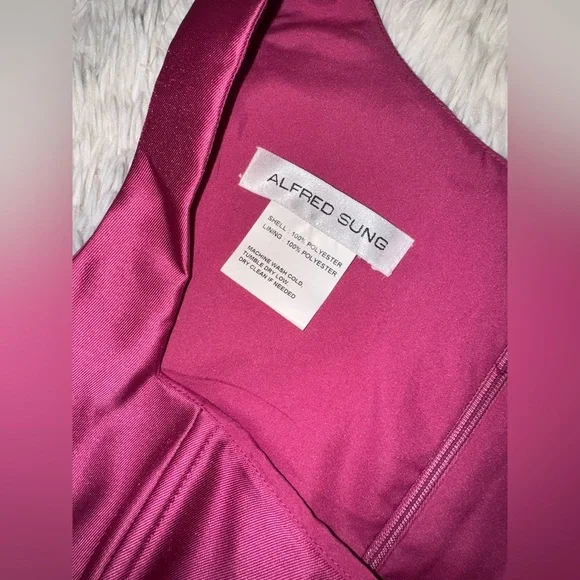 NEW ALFRED SUNG Corset Satin Tea Rose Pink sleeveless Gown Sz 4 - Picture 4 of 7